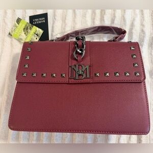 Badgley Mischka Wine/Maroon Studded Shoulder Bag NWT